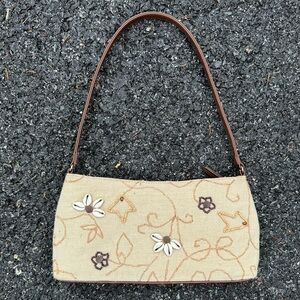 vintage/2000s cream & brown shell beach beaded shoulder bag 🐚